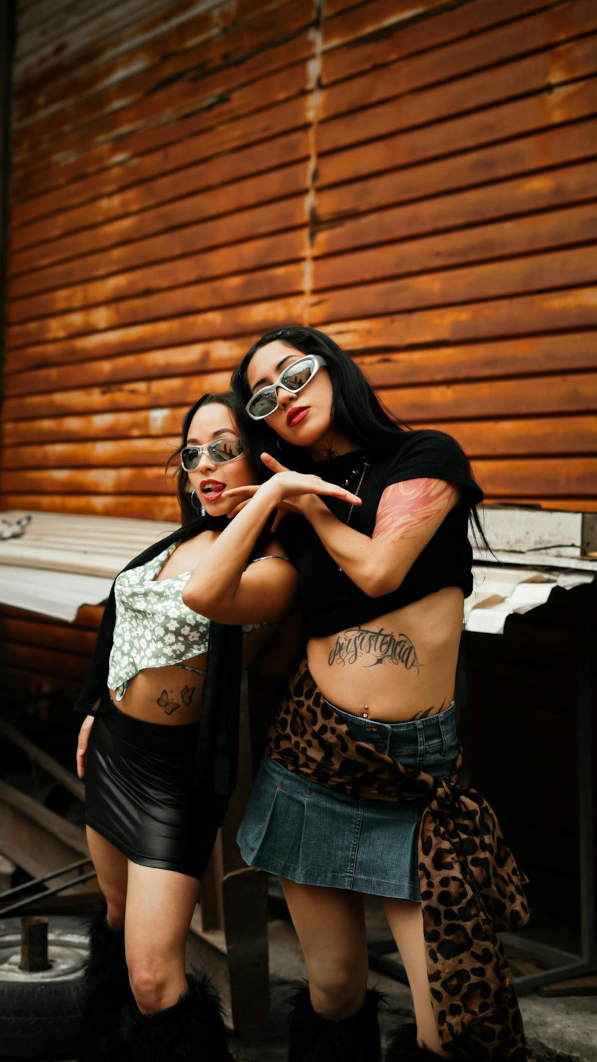 Urban duo in streetwear styling.